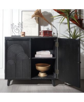 Modern Wood Storage Cabinet 31in Embossed Door Accent Cabinet For Living Room Bedroom