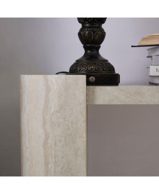 53.15in Faux Mars Marble Narrow Console Table Modern Entryway Sofa Table