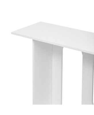 Modern Curved Ash Veneer Console Table With Shelf For Entryway Hallway Foyer