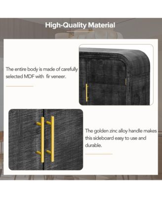 Retro Minimalist Curved Sideboard Gold Handles Adjustable Shelves Antique