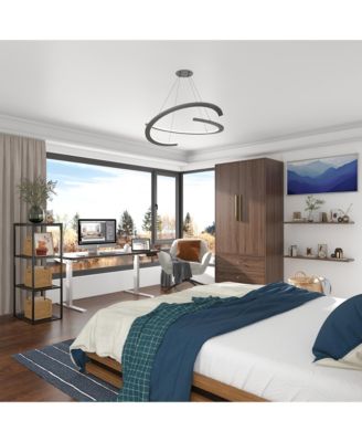 Armoire with 2-Drawers, Hanging Rod and Metal Handles