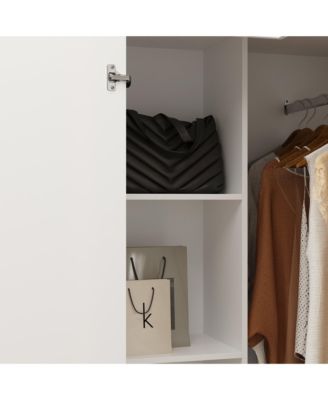 Wood 6-Door Corner Wardrobe Armoires with Storage Shelves