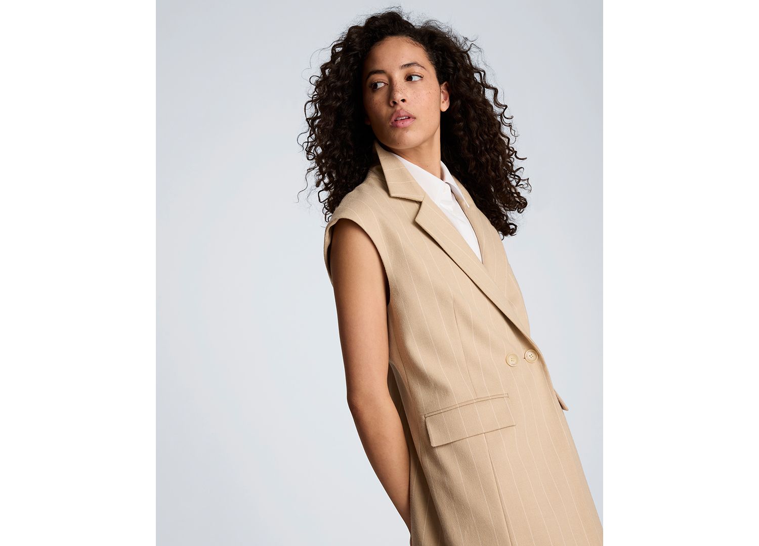Women's Button-Front Vest Mini Dress with Faux Shirt
