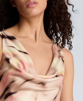 Women's Asymmetrical Hem Cowl Neck Dress