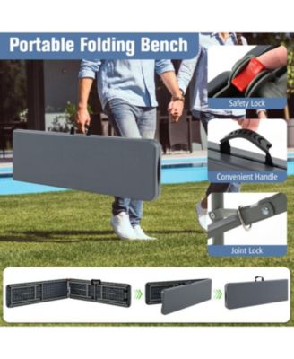 6 Feet Plastic Folding Bench Portable Seat with Handle and Lock