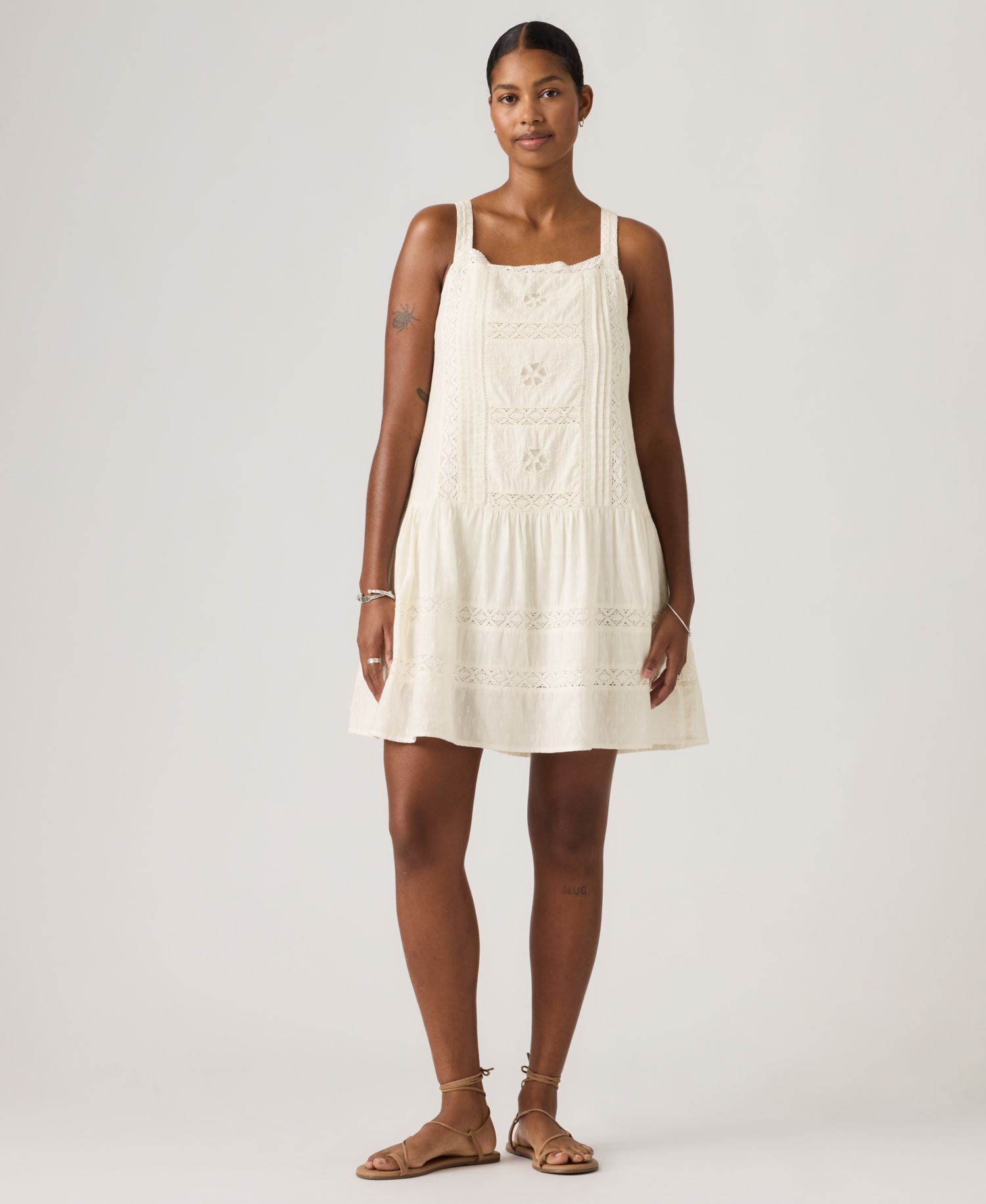 Premium Women's Kate Embroidered Square Neck Mini Dress