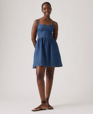Levis Womens Jadine Square Neck Denim Mini Dress - Unturned Stone Dress 70$