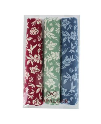Men's Oleander Floral and Vine Patterned Handkerchiefs (Pack of 3