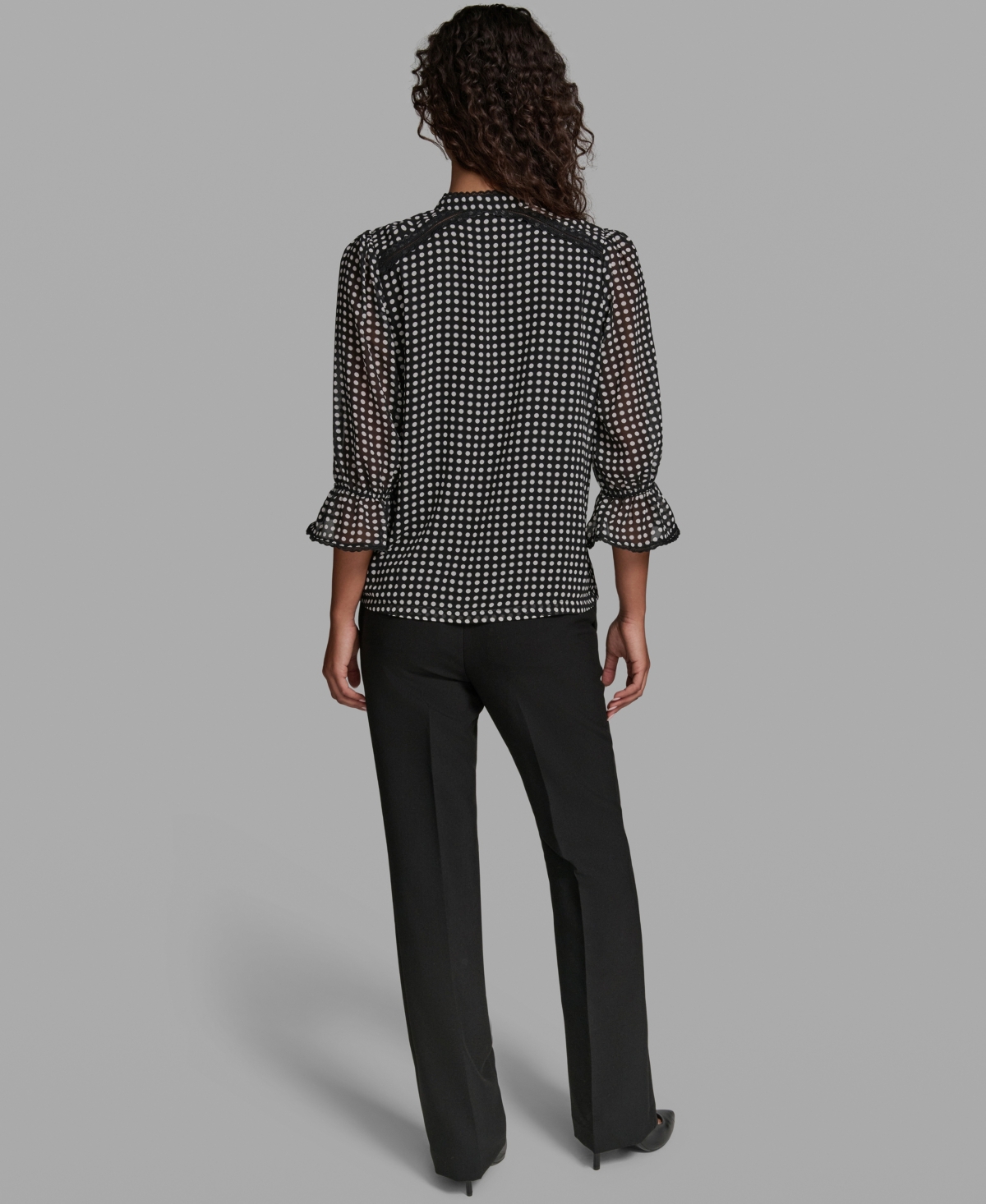 Karl Lagerfeld Paris Women's Front Keyhole Woven Top