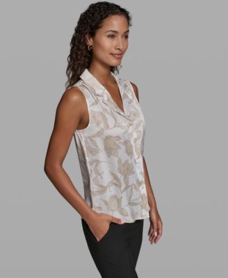 Women's Sleeveless Collared Top