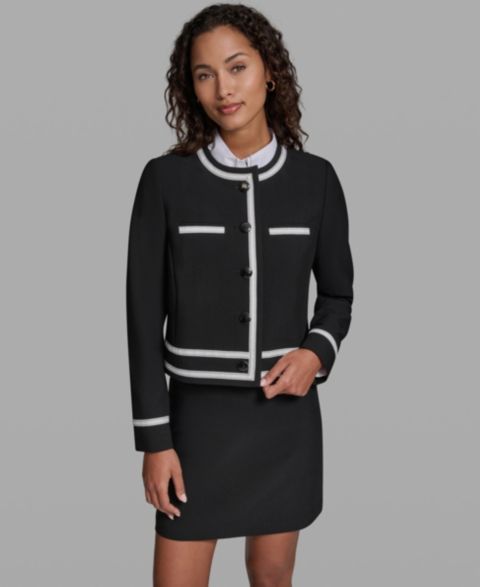 Женские куртки KARL LAGERFELD PARIS Framed Cropped Round-Neck Jacket