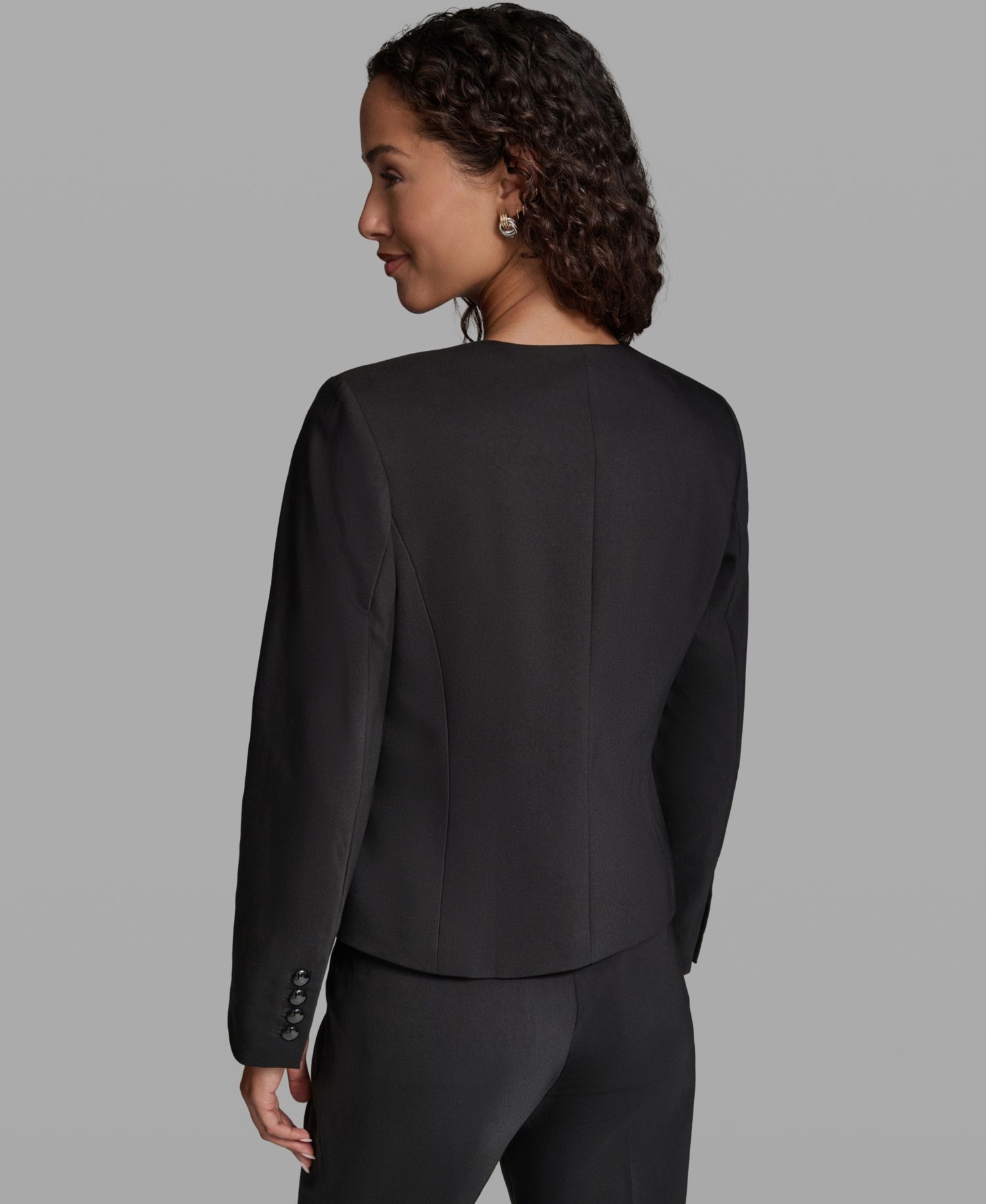 Women's Cotton-Blend Round Neck Cropped Jacket