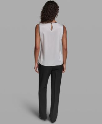 Women's Woven Crew Neck Top
