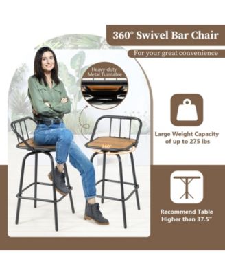 2PCS Heavy-duty Metal Frame Bar Height Chairs Footrest and Backrest