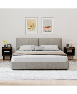 Set of 2 Nightstands with Drawer, 3-Tier Sofa Side Tables with Open Storage Shelf