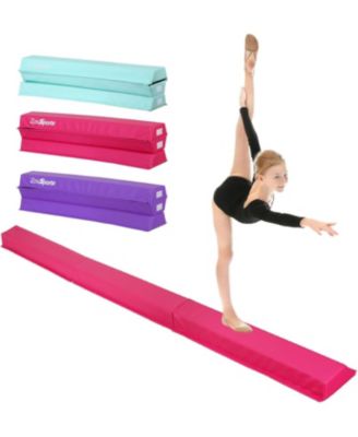 9ft Folding Gymnastics Balance Beam for Kids, Floor Balance Beam Bar with Anti-Slip Base Extra Firm Foam Walking Beams Home