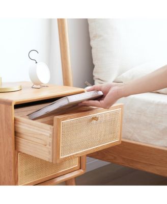 Nordic Modern Solid Wood Nightstand Simple Bedside Cabinet Storage