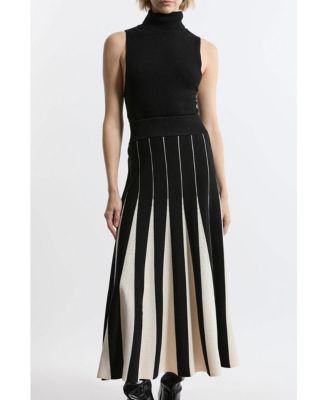 Women's Pointelle Block Pleated Skirt