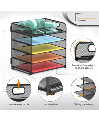 Letter Tray Paper Organizer 5-tier Desk File Holder Metal Desktop Document Shelf Office Classroom Organization