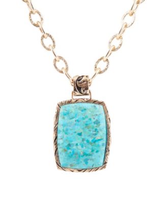 Jacquard Blue Turquoise Golden Pendant Necklace