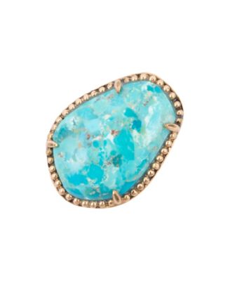 Refined Blue Turquoise Golden Statement Ring