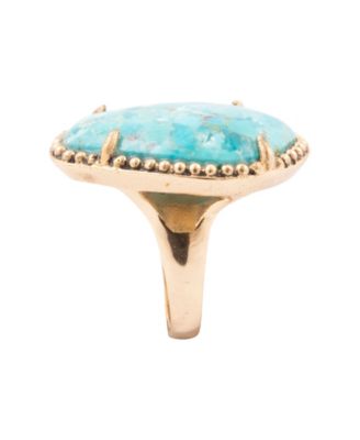 Refined Blue Turquoise Golden Statement Ring