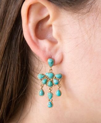 Durango Blue Turquoise Golden Chandelier Earrings