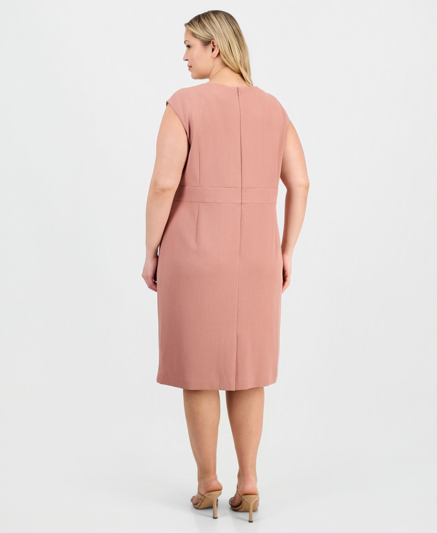 Plus Size Extended Cap Sleeve Sheath Dress
