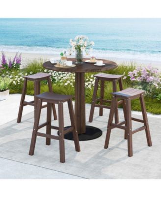 29 in HDPE Outdoor Bar Stool Set of 2 with Armless Saddle Seat and Footrest