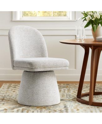 Modern Armless Upholstered Fabric 360 Swivel Dining Chair 1 Piece
