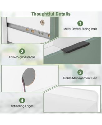 Modern Nightstand with LED Lights Sliding Drawer and Open Compartment