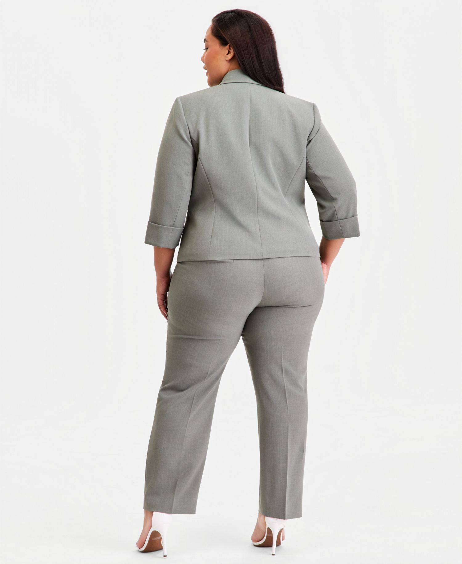 Plus Size Shawl-Collar 3/4-Sleeve Blazer