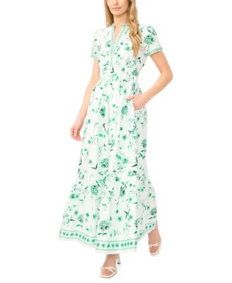 Women's Short-Sleeve V-Neck Maxi Dress