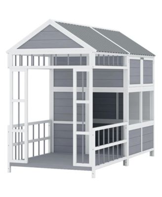 Spacious Wooden Dog House, Large Outdoor Pet Kennel for Dogs