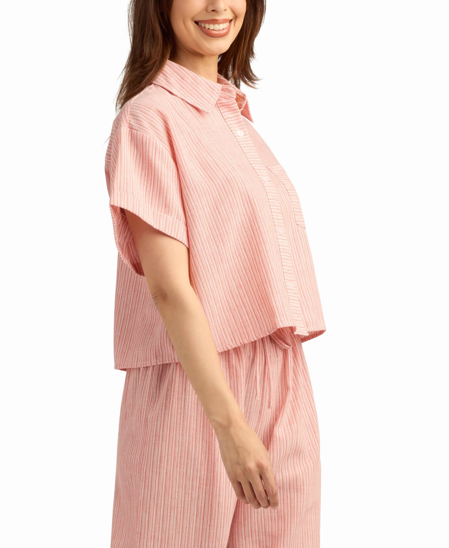 Women's Mini Striped Collared Neck Shirt