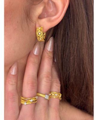 Suzy Levian Golden Helix Sterling Cubic Zirconia Coil Three Row Twisted Ring