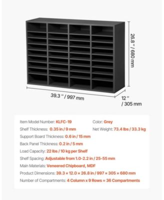 36 Compartment Wooden Literature Organizer Mailbox for Office and Home Storage