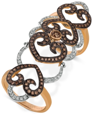 image of Le Vian Chocolatier Diamond Knuckle Ring (1-1/3 ct. t.w.) in 14k Rose and White Gold