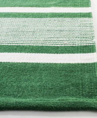 Hanover Stripe LRL2461B Green 4' X 6' Outdoor Area Rug