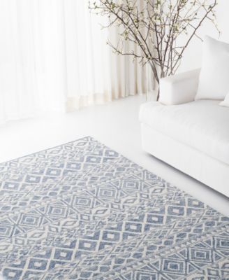 Theresa LRL6650A Ivory and Blue 4' X 6' Area Rug