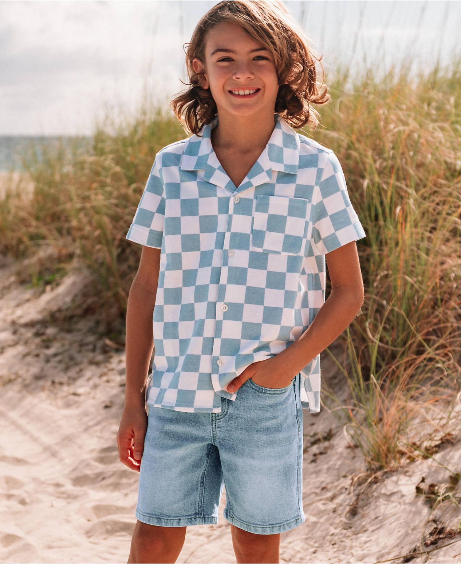 Little And Big Boys Short Sleeve Slub Camp Shirt