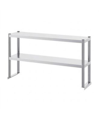 Adjustable Stainless Steel Double Overshelf 12 x 72 in for Kitchen and Workshop