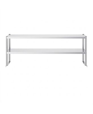 Adjustable Stainless Steel Double Overshelf 12 x 72 in for Kitchen and Workshop