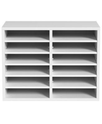 12 Compartment Literature Organizer With Adjustable Shelves for Office and Mailrooms