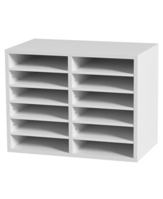 12 Compartment Literature Organizer With Adjustable Shelves for Office and Mailrooms