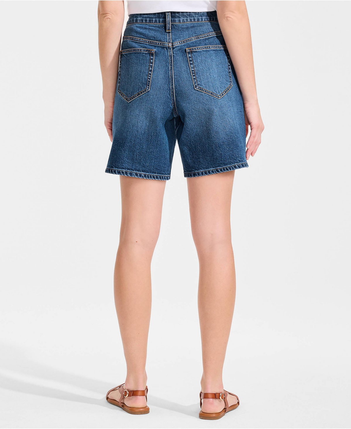 Lands' End Women's Soft Denim Mid Rise 7" Jean Shorts