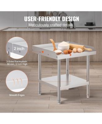 Stainless Steel Work Table 24 x 24 x 26 in Commercial Food Prep with Backsplash