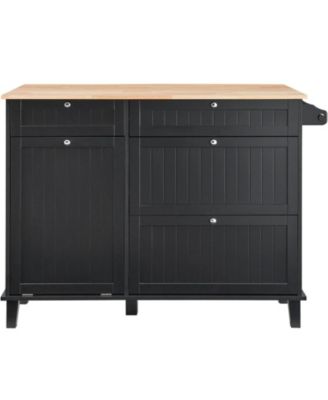 50in Wood Top Kitchen Island Cart with Trash Cabinet and 4 Drawers Farmhouse Dining Table