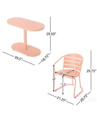 3-Piece Retro Modern Outdoor Bistro Set with Oval Table