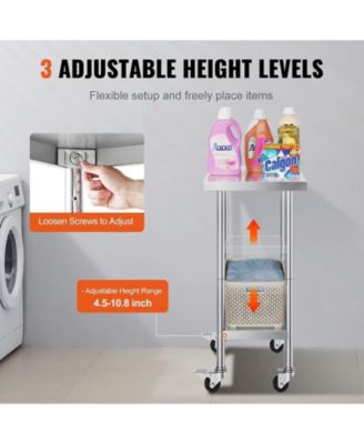 Stainless Steel Work Table 24 x 18 x 38 in Adjustable Height for Commercial Kitchen